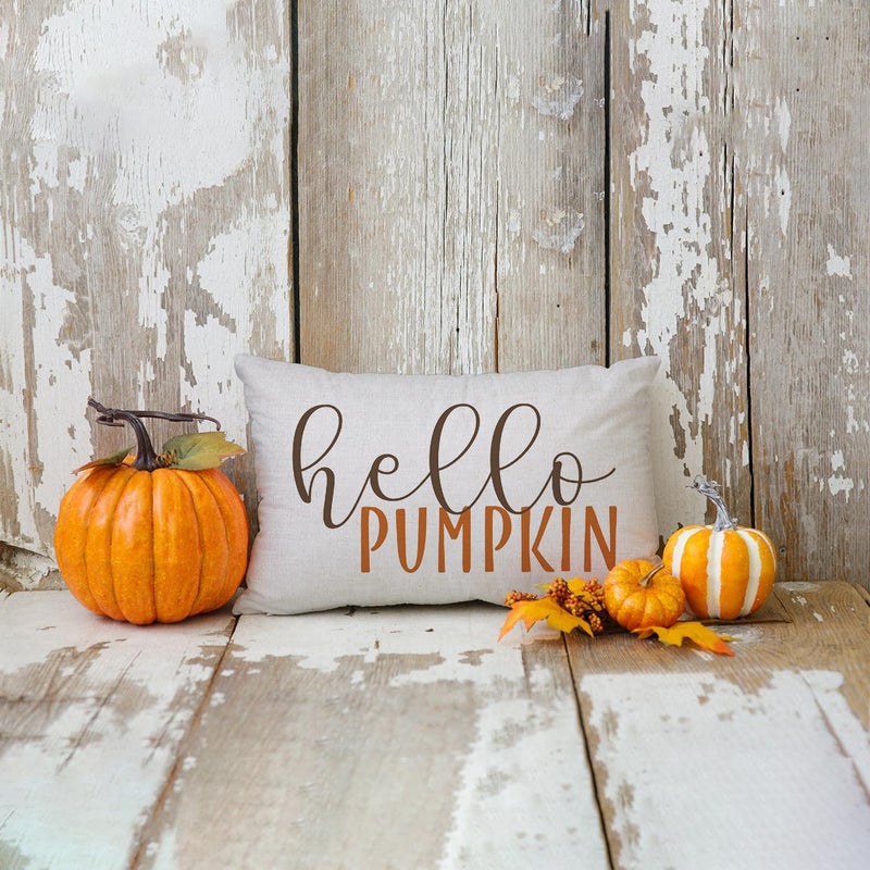 GTEXT 12x20 inch Fall Throw Pillow Cover Hello Pumpkin Cushion Cover Autumn Decor Fall Pumpkins Outdoor Pillow Linen Lumbarfor Cushion,Sofa Fall Pillow Cover - Image 5